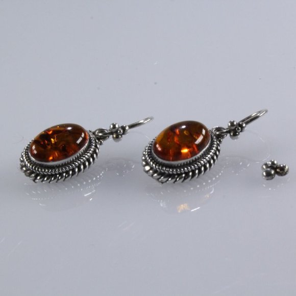 Jewelry - Women's Sterling Silver 925 Earrings with Amber St